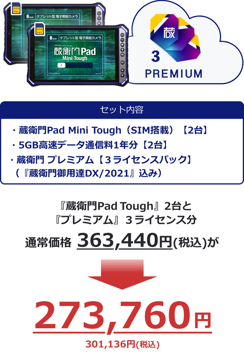 蔵衛門Pad Tough 2台セットのセット内容